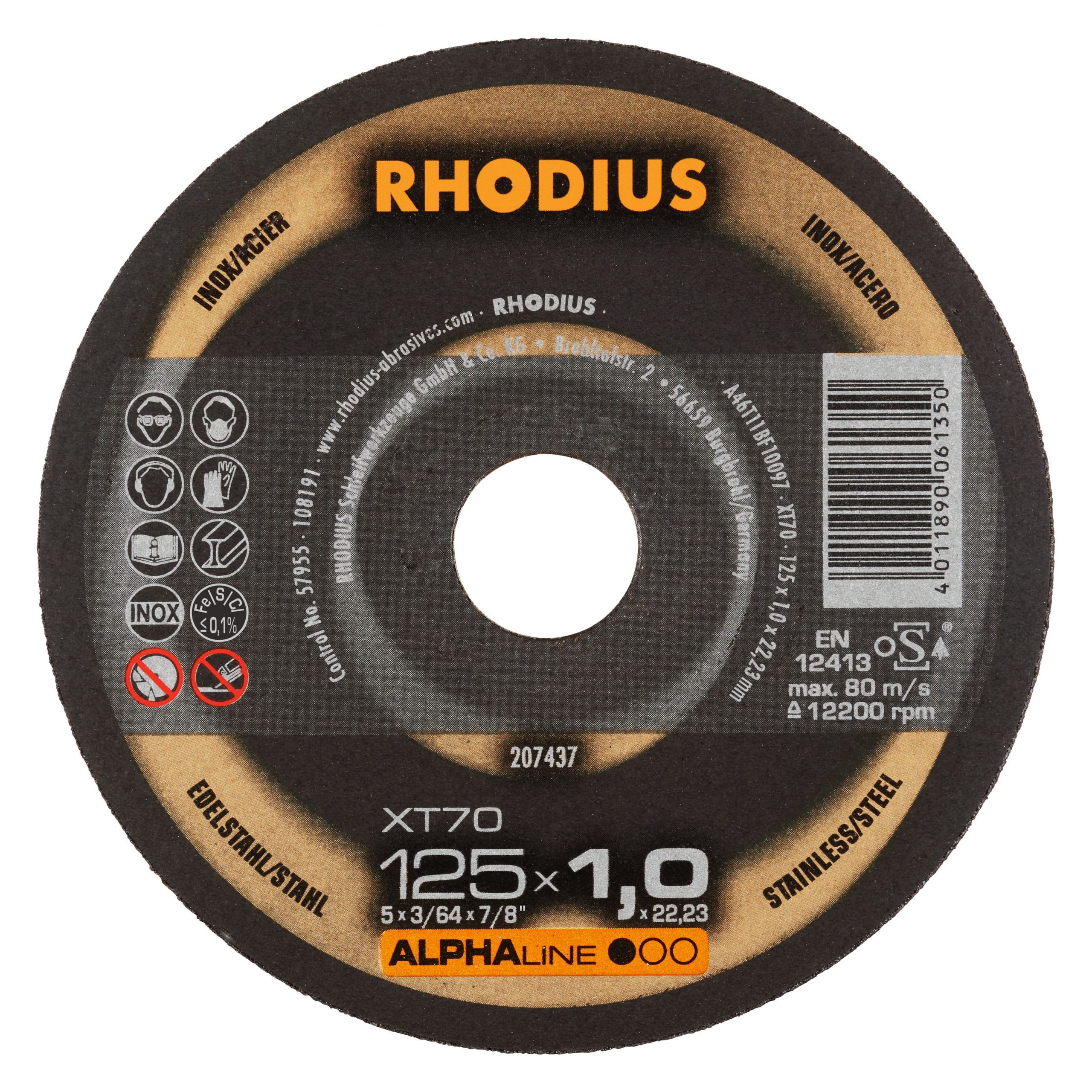 Rhodius XT70 Slijpschijf Alpha 125mm x 1.0mm 207437