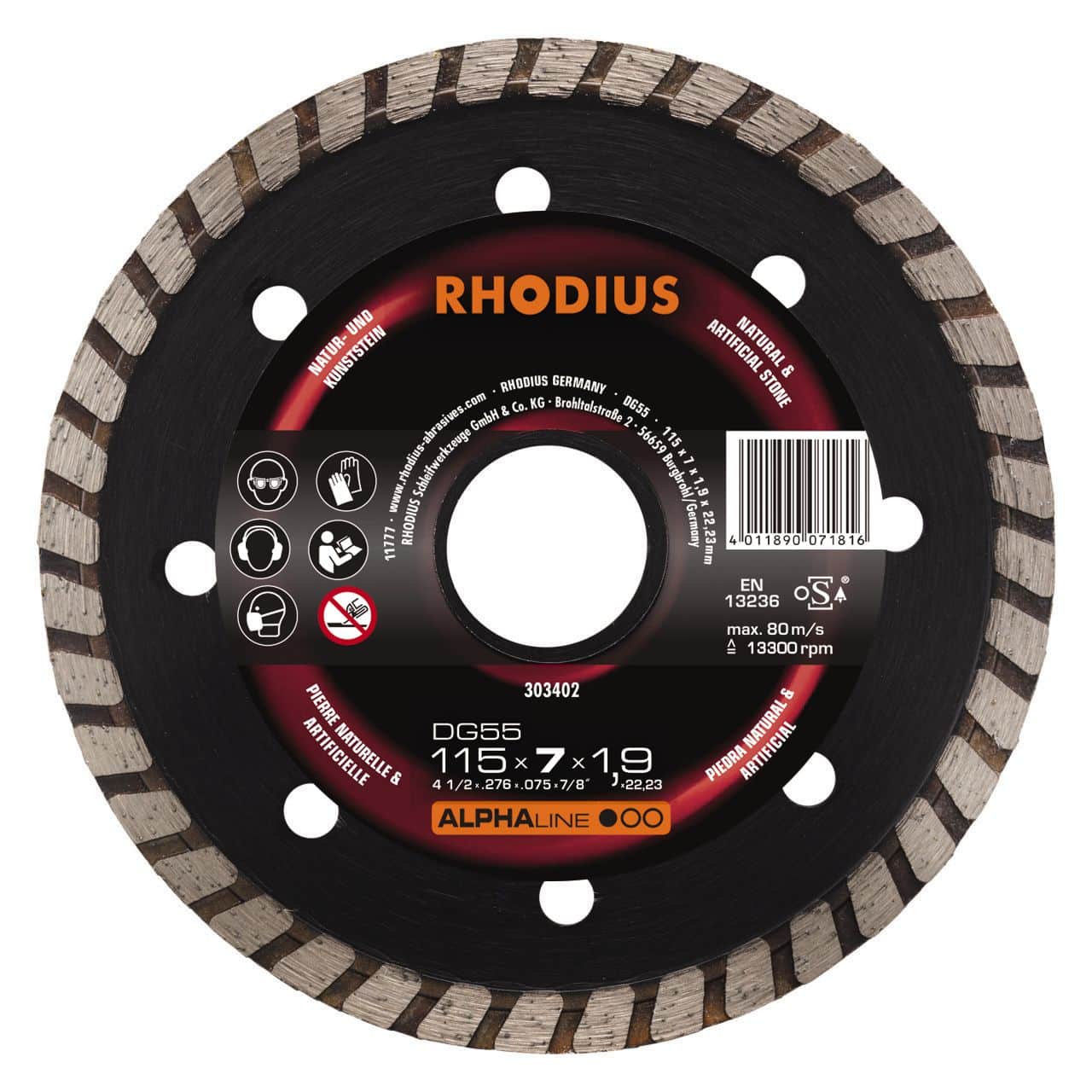 Rhodius DG55 diamantschijf 115mm 303402